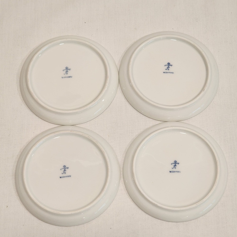 Vintage Furstenberg West Germany Floral Porcelain Coasters Dupping Plates Set 4 - Picture 2 of 5